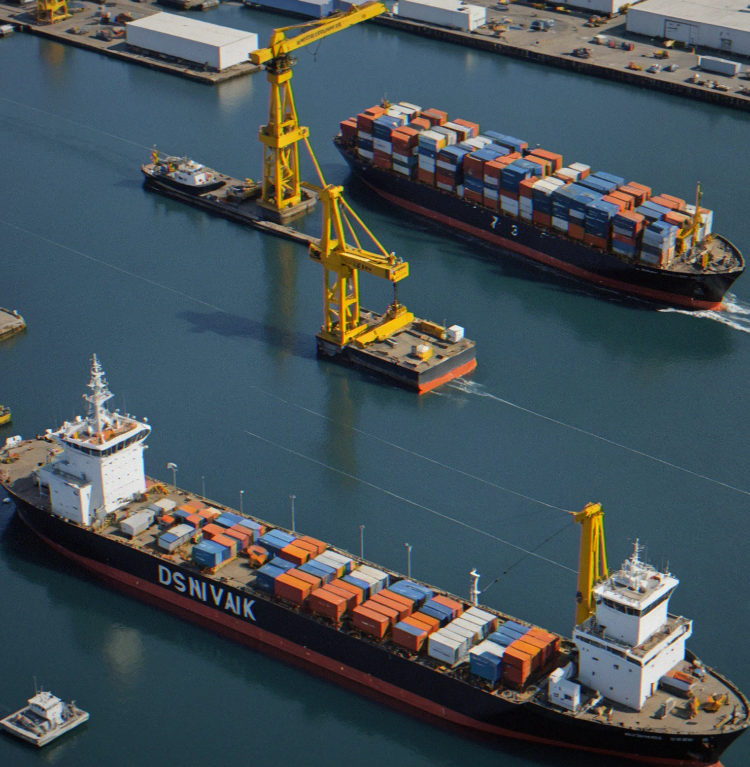 Event log displaying vessel delay notifications, crane maintenance alerts and weather warnings across a 72-hour operational window